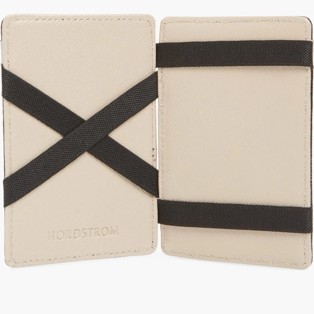 NWT Nordstrom  Black Leather cardholder wallet